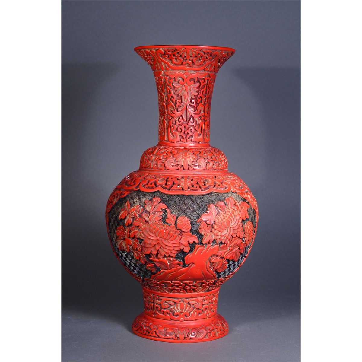 Chinese Carved Cinnabar Vase