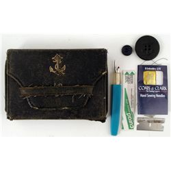 WWI U S NAVY SEWING KIT WITH CONTENTS & PEA COAT BOTTON
