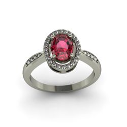 Garnet 1.65 ctw & Diamond Ring 18kt W/Y  Gold