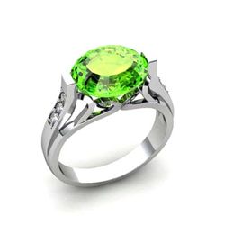 Genuine 4.09 ctw Peridot Ring 10kt White or Yellow Gold