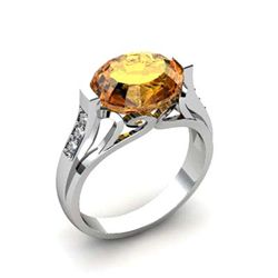 Genuine 4.29 ctw Citrine Ring 10kt White or Yellow Gold