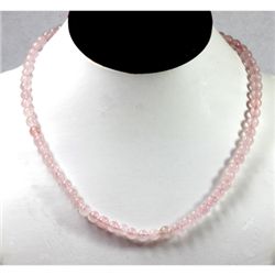 123.22  ctw Rose Quarts Round Beads Necklace  with brass clasp