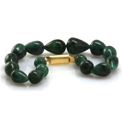 Natural Emerald Graduated Teardrop Bracelet 94.23ctw with brass clasp