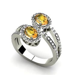 Citrine 1.23 ctw & Diamond Ring 18kt W/Y  Gold