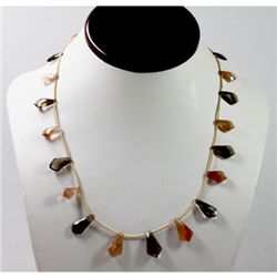 70.60 ctw  Natural Smoke Quartz Bead Neckalce with brass clasp