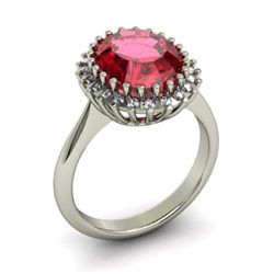 Garnet 5.22 ctw & Diamond Ring 14kt W/Y  Gold