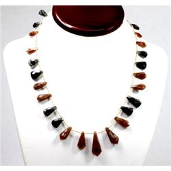 105.60 ctw  Natural Chocolate & Smoke Quartz Bead Necklace with brass clasp