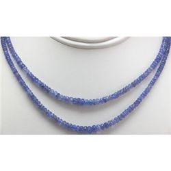 Natural AA 2Row Tanzanite Micro Faceted Rondelles Graduated Necklace Gemstone 125.95ctw brass clasp