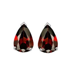 Genuine 2.80 ctw  Garnet Pear Shape Earrings 14kt Gold-White