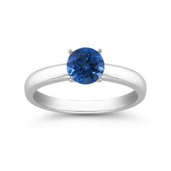 Genuine 0.40 ctw Sapphire Solitaire Ring 14kt Gold-White