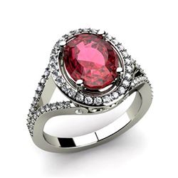 Garnet 3.38 ctw & Diamond Ring 14kt W/Y  Gold