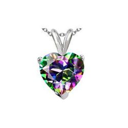 Genuine 2.0 ctw Genuine Mystic Rainbow Topaz Heart Pendant 14kt Gold-White