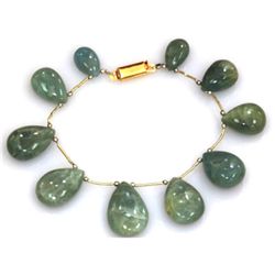 Natural Milky Calm Green Aquamarine Smooth Pear Shape Briolettes Stringing Bracelet 177ctw with bras