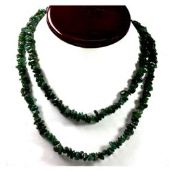 384.70 ctw Natural Un-cut Emerald Bead Necklace