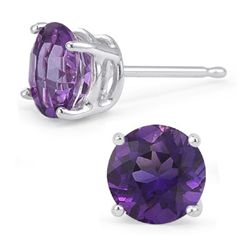 Genuine 1.70 ctw Amethyst Stud Earrings 14kt Gold-White