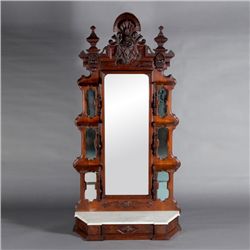American Renaissance Marble Walnut Etagere