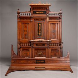 Massive Victorian Italianate Walnut Bed
