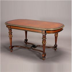 Napoleon III Gilt Metal Burl Walnut Center Table