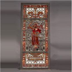 Gothic Revival St. George Stained Glass Panel