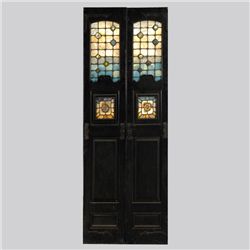 Pair of Aesthetic Movement Leaded Glass Doors