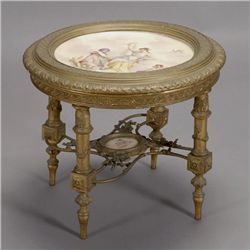 Napoleon III Style Porcelain Giltwood Table