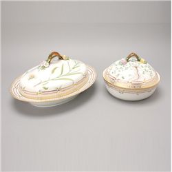 2 Royal Copenhagen Flora Danica Covered Dishes