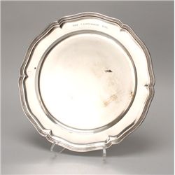 German 800 Silver Circular Tray w/Dish Moulded Rim
