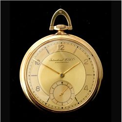 I.W.C. 14K Y/G, METAL OPEN FACE POCKET WATCH.