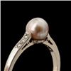 Image 1 : CULTURED PEARL, DIAMOND, PLATINUM RING.