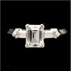 EMERALD-CUT DIAMOND, PLATINUM RING.