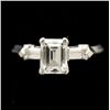 Image 1 : EMERALD-CUT DIAMOND, PLATINUM RING.