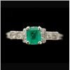 Image 1 : EMERALD, DIAMOND, 18K WHITE GOLD RING.