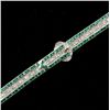 Image 1 : EMERALD, DIAMOND, 14K WHITE GOLD BRACELET.