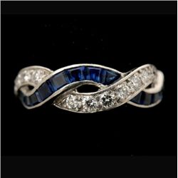 TIFFANY & CO. SAPPHIRE, DIAMOND, PLATINUM RING.