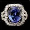 Image 1 : TANZANITE, DIAMOND, 14K WHITE GOLD RING.