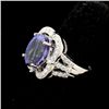 Image 2 : TANZANITE, DIAMOND, 14K WHITE GOLD RING.