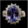Image 1 : TANZANITE, DIAMOND, 14K WHITE GOLD RING.