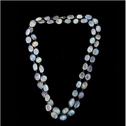 MOONSTONE, 18K BLACKENED GOLD, S/S NECKLACE.