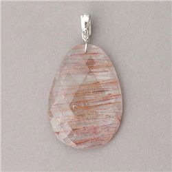 RUTILATED QUARTZ, DIA., 18K W/G PENDANT-ENHANCER.