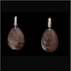 RUTILATED QUARTZ, DIA., 18K W/G CONVERT. EARRINGS.