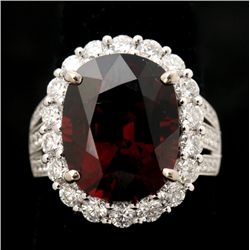 SPINEL, DIAMOND, 18K WHITE GOLD RING.