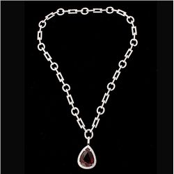 TOURMALINE, DIAMOND, 18K WHITE GOLD NECKLACE.