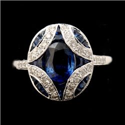 RUBY, DIAMOND, 18K WHITE GOLD RING.