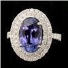 Image 1 : TANZANITE, DIAMOND, 14K WHITE GOLD RING.