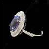 Image 2 : TANZANITE, DIAMOND, 14K WHITE GOLD RING.