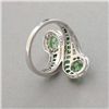 Image 3 : GARNET, DIAMOND, 14K WHITE GOLD RING.