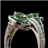 Image 4 : GARNET, DIAMOND, 14K WHITE GOLD RING.