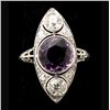 Image 1 : AMETHYST, DIAMOND, 14K WHITE GOLD RING.