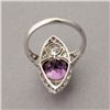 Image 4 : AMETHYST, DIAMOND, 14K WHITE GOLD RING.