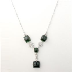TOURMALINE, DIAMOND, 18K WHITE GOLD NECKLACE.